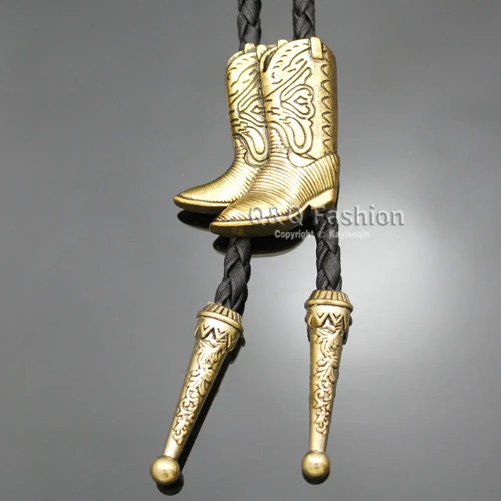 Cowboy Boots Rodeo Country Western Leather Bolo Bola Tie Line Dance Neck Tie Jewelry Necklace Necklace 1