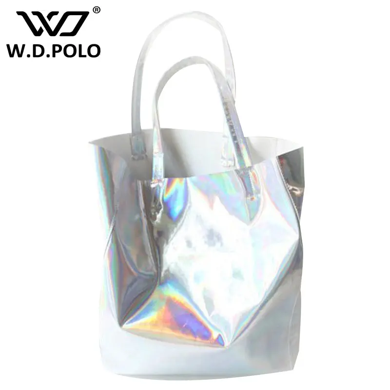 Wdpolo Mirror Pu Leather Laser Hand Bags Hot Selling Girl Beach Bags Lady Tote In High Capacity Fashion New Design Chic M1748 1