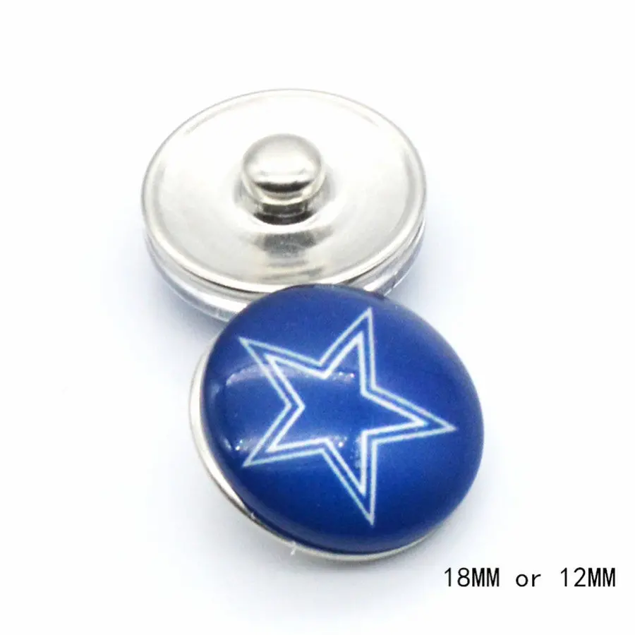 12Pcs  Team Dallas Cowboys Sport Glass Snaps Buttons 18Mm 12Mm Sports Jewelry Fit For Snaps Snaps Bracelet 1