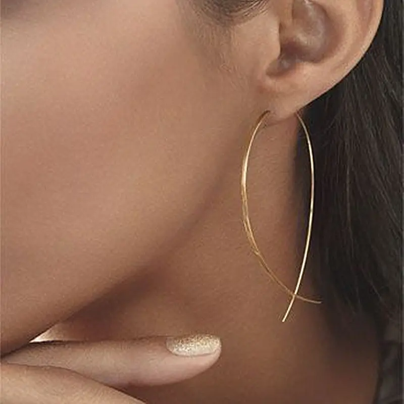 Es143 Fish Shaped Stud Earrings Simplicity Handmade Copper Wire Earring For Women Brincos De Gota Feminino 2018 Geometric New 1