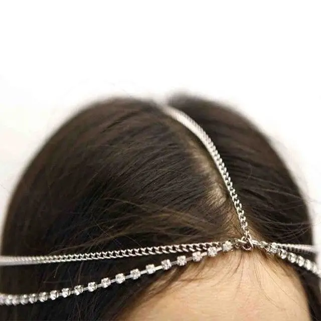 Fashion Boho Women Metal Gold Silver Multilayer Head Chain Headband Headpiece Bridal Wedding Hairstyle Hair Accessories 2