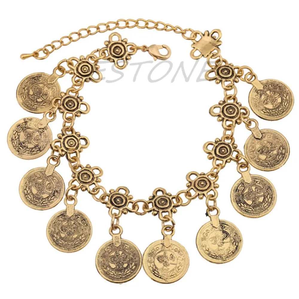 Silver Coin Anklet  Boho  Beachy Bracelet 1
