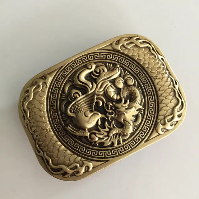 Retail 2017 New High Quality 3D Phoenix Dragon Solid Brass Men Belt Buckle With 137G Metal Cowboy Belt Head For 4Cm Wideth Belt 2