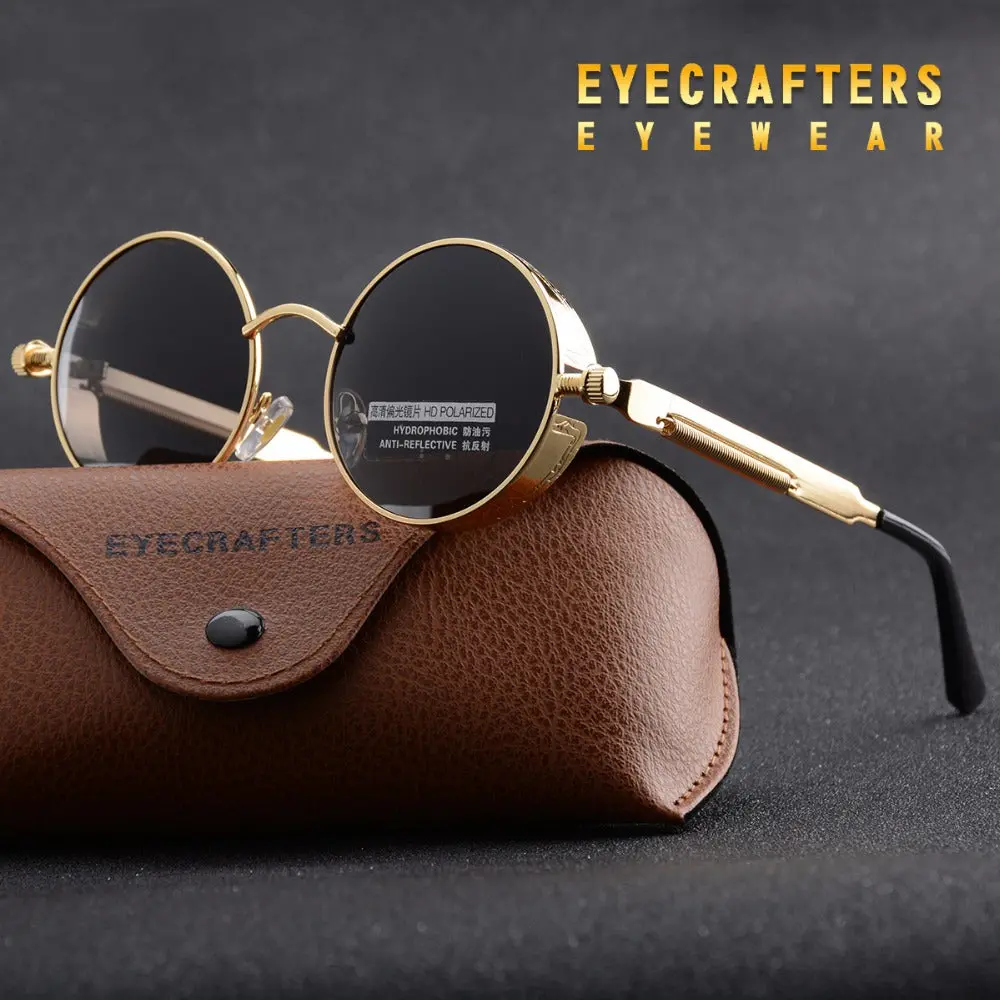 Gold Metal Polarized Sunglasses Gothic Steampunk Sunglasses Mens Womens Fashion Retro Vintage Shield Eyewear Shades 372 Red 1
