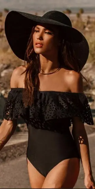 2017 New Sexy Off The Shoulder Solid Swimwear Women One Piece Swimsuit Female Bathing Suit Ruffle Monokini Swim Wear Xl 14
