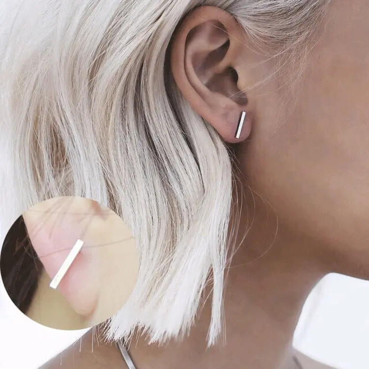 New Punk Minimalist Word Stud Earrings Fashion Allergy Rod Earpins Ear Plug Alloy Earrings 1
