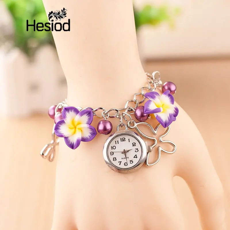 Boho Summer Fashion Women Bracelet Watch Female Clock Hand Made Clay Butterfly Flower Link Chain Wristwatches Femme Watch 1