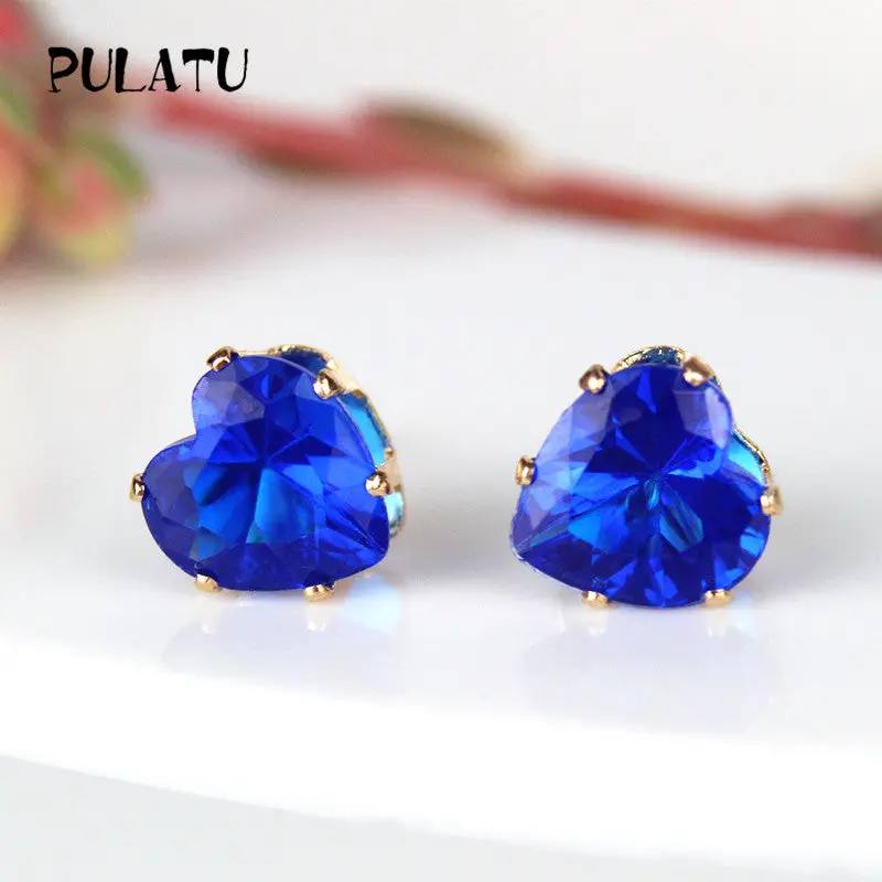 9 Color Hot Sale Heart Earring For Girl 8Mm Crystal Stud Earrings Geometric Rhinestone Minimalist Women Jewelry Pulatu Bk668 1
