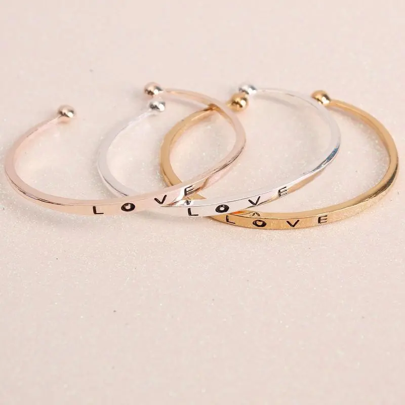 Foreign Trade Fashion Environmentally Friendly Materials Bracelet Minimalist Open Love Bracelet Female Jewelry Wholesale Bangle 1