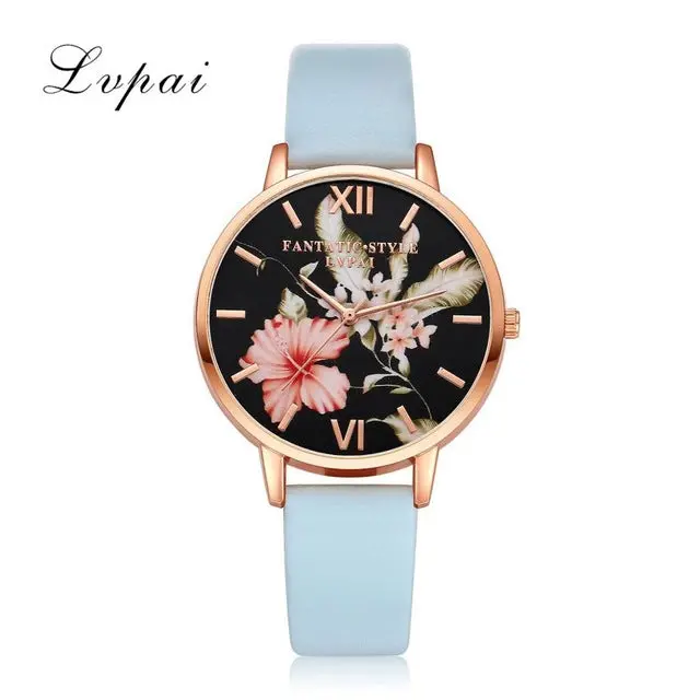 Lvpai Brand Women Bracelet Watch Fashion Rose Gold Flowers Leather Simple Women Dress Watches Luxury Business Gift Clock Watch 13