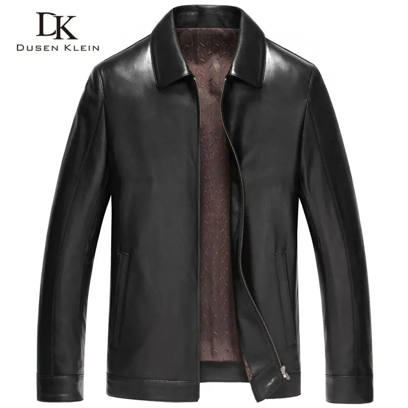 Dusen Klein Men Genuine Leather Jacket Autumn Outerwear Black/Slim/Simple Business Style/Sheepskin Coat 14Z6608 1