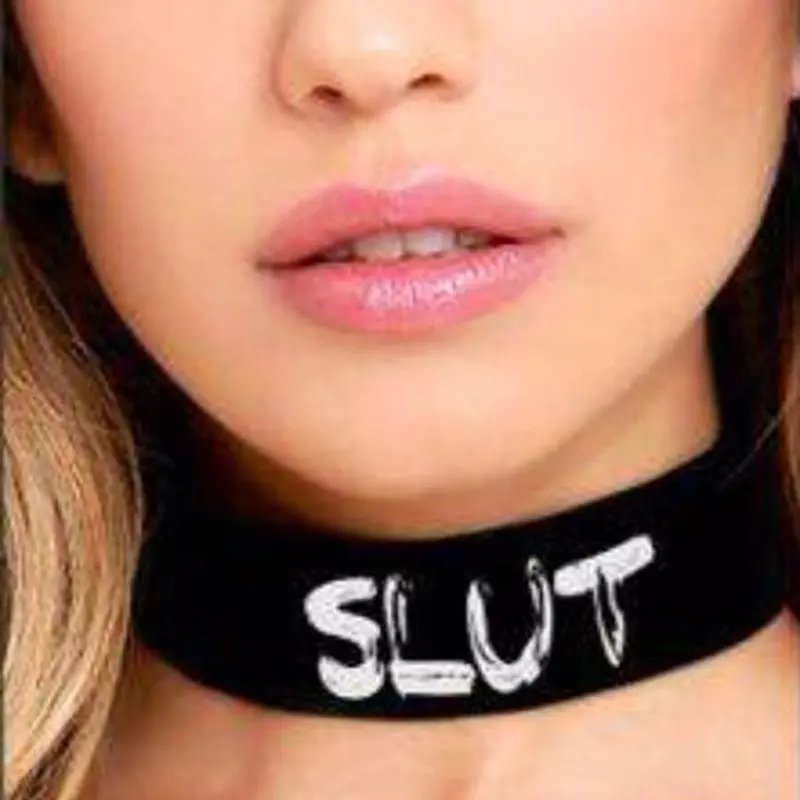 Multiple Colors Wide Chokers Special Design Slut Character Velvet Choker Hot Sale Chic All Match Collar Necklace Nr3379-Nr3385 1