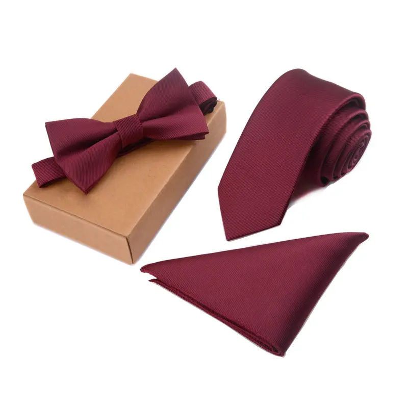 Gusleson Slim Tie Set Men Bow Tie And Pocket Square Bowtie Necktie Cravate Handkerchief Papillon Man Corbatas Hombre Pajarita 1