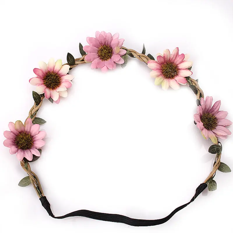 M Mism Bohemian Style Women Headband Flower Hair Band Crown Wedding Wreath Bridal Headdress Forehead Head Band Hair Accessories 1
