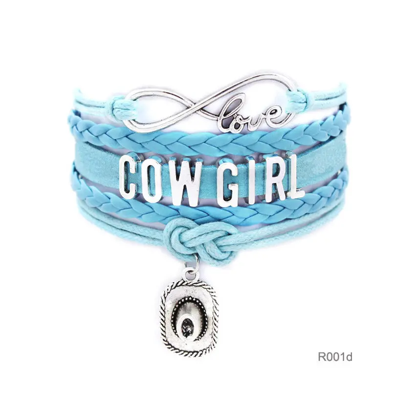 10Pcs/Lot Infinity Love Girls Bracelets Cowgirl Bracelet  Sports Suede Pu Leather Cheer Bracelets For Women R001- Drop Shipping 1