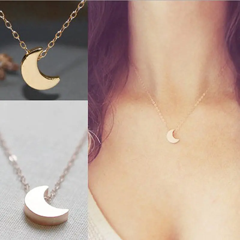 N317 Rescent Moon Pendant Clavicle Necklace Minimalist Women Fashion Collares Summer Everyday Jewelry Solid Collares Bijoux 1