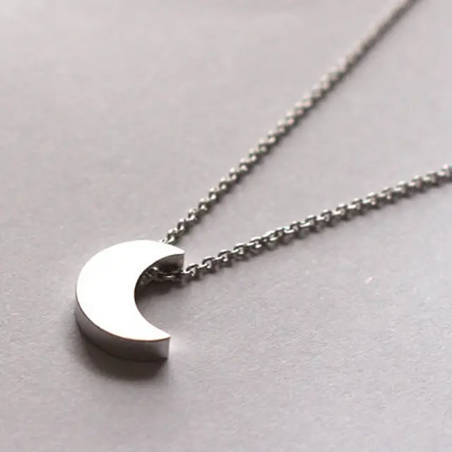 N317 Rescent Moon Pendant Clavicle Necklace Minimalist Women Fashion Collares Summer Everyday Jewelry Solid Collares Bijoux 2