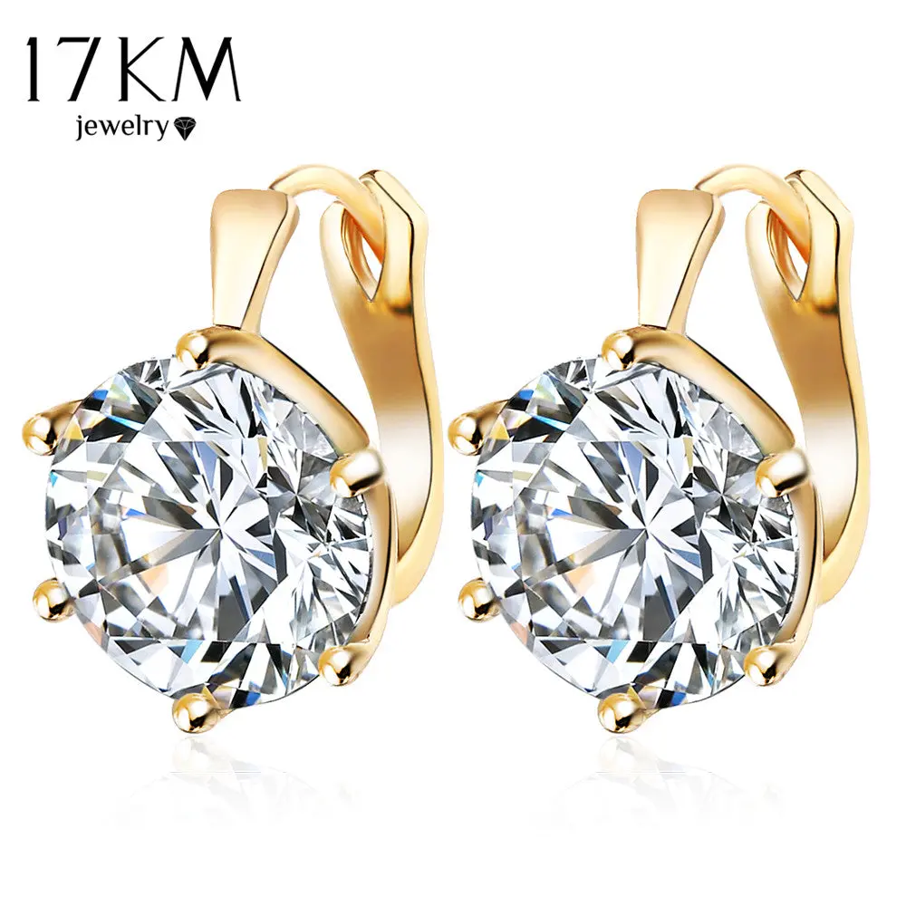 17Km New Fashion Statement Bijoux 7 Color Vintage Punk Silver Color Crystal Flower Stud Earrings For Women Wedding Love Earring 1