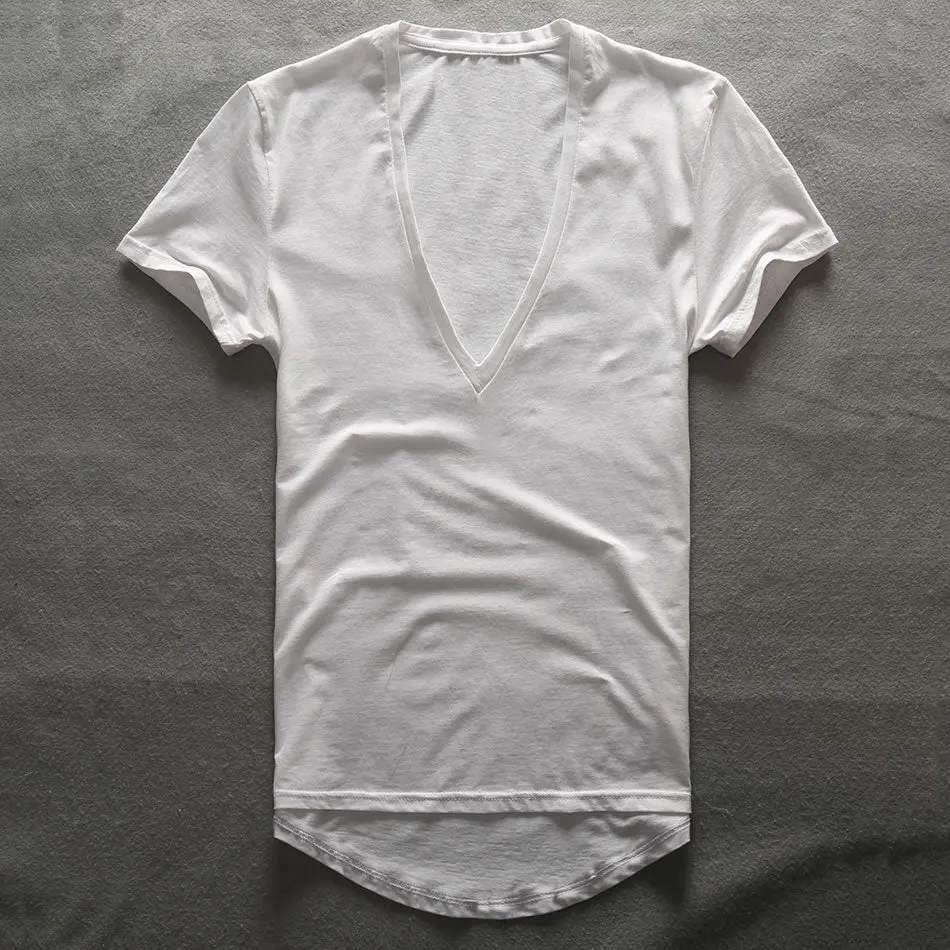 Zecmos Deep V Neck T-Shirt Men Plain V-Neck T Shirts For Men 2017 Fashion Compression Top Tees Male Fathers Day Gifts 1