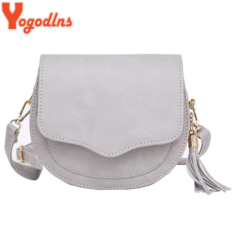 Yogodlns Fashion Preppy Style Circular Shoulder Bags For Women Tassel Female Messenger Bag Girl's Small Saddle Crossbody Bag 1