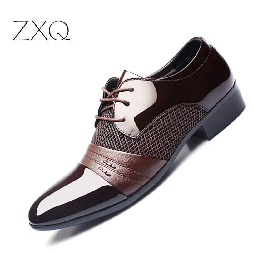Zxq Men Dress Shoes Plus Size 38-47 Men Business Flat Shoes Black Brown Breathable Low Top Men Formal Office Shoes 1