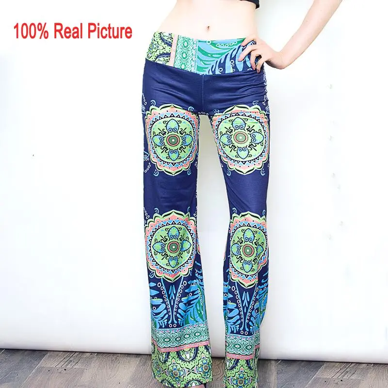 2015 Summer Women Pants Casual High Waist Flare Wide Leg Long Pants Palazzo Trousers  Floral Classic Exuma Pant Preppy 1