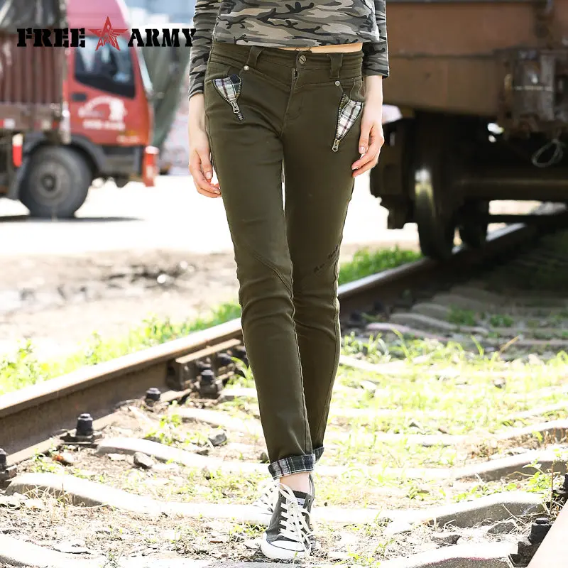 Free Army Pants Model Women Pants Casual Fitness Ladies British Style Cotton Slim Army Green Women Winter Sweatpants Gk-920 1