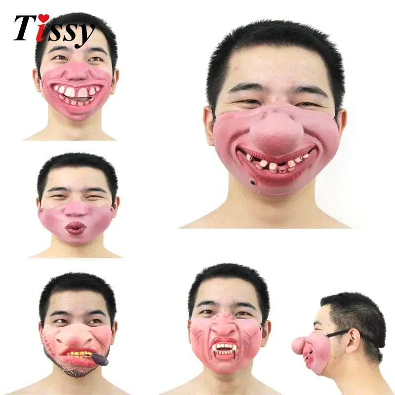 New!1Pc Funny&Scary Of Half Face Clown Latex Masks For Cosplay Costume/ Halloween Party Decoration Supplies 1