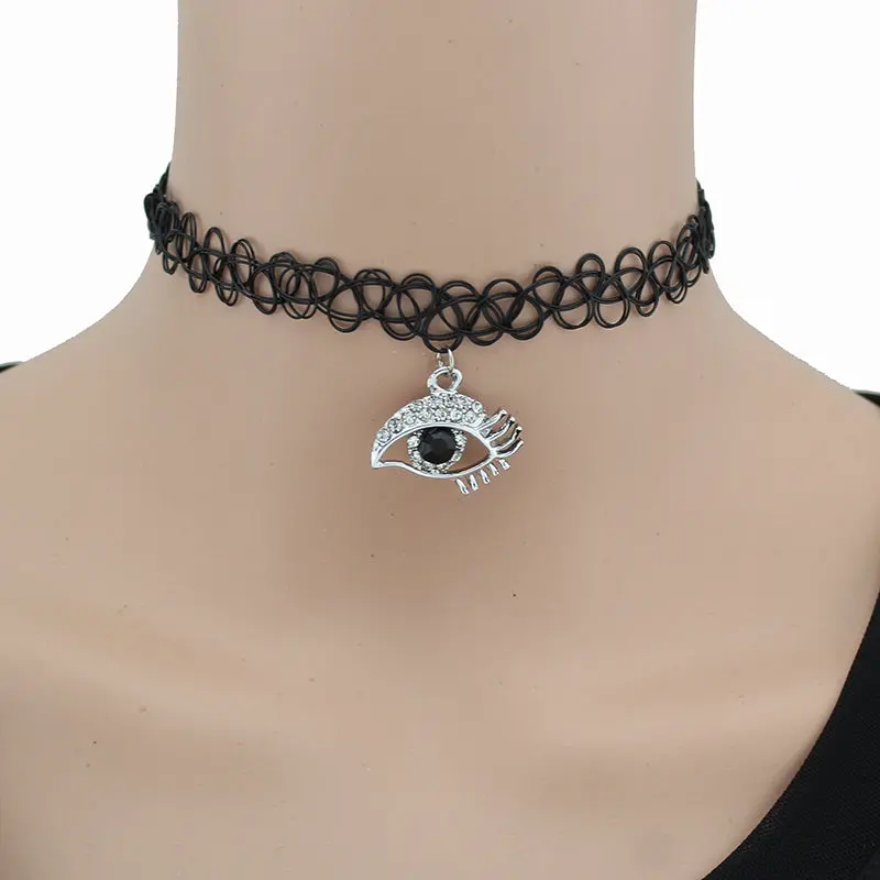 2017 New Vintage Stretch Tattoo Choker Necklace Gothic Punk Grunge Henna Elastic With Pendant Necklaces Dy000 1