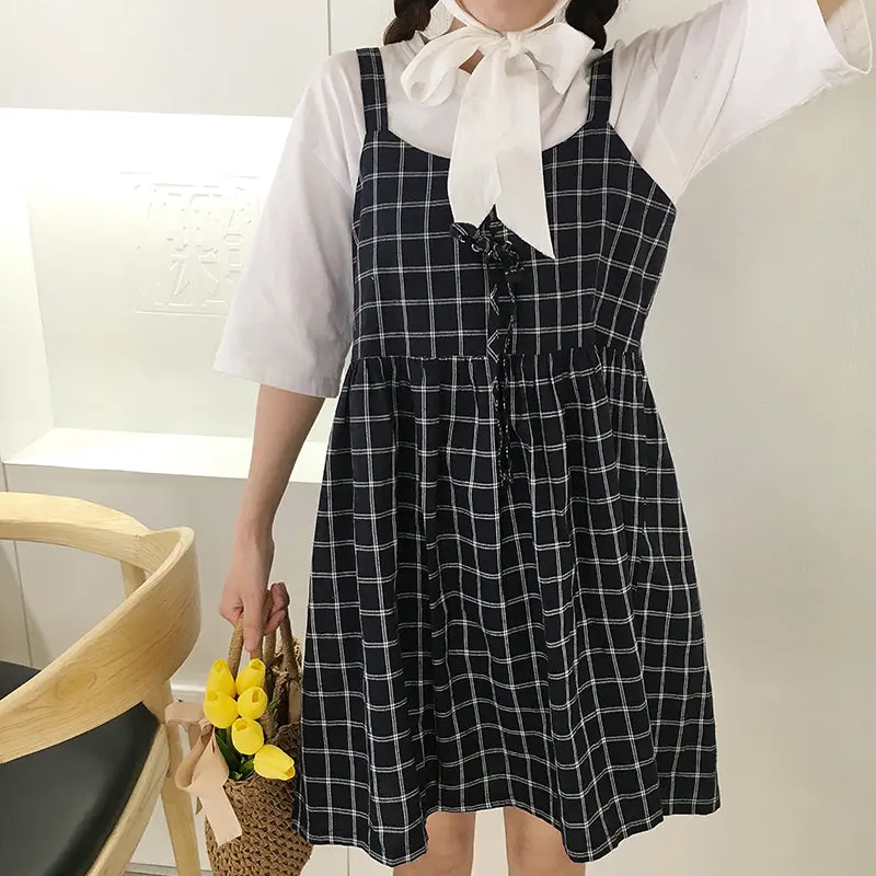 Summer Preppy Style Cute Loose Casual Plaid Simple 1