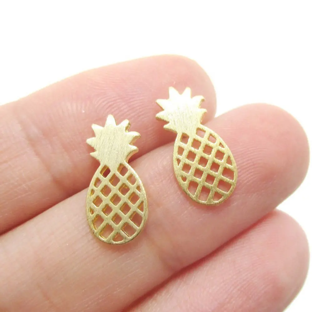 Shuangshuo 2017 Elegant Cute Fruit Stud Earrings Brushed Pineapple Stud Earrings Dainty Minimalist Post Earrings Gift Jewelry 1