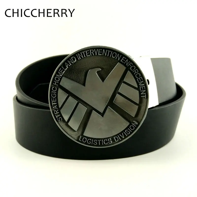 Agents Of  S.H.I.E.L.D. Shield Avengers Cowboys Cowgirls Western Metal Round Belt Buckle Texas Mens Pu Leather Belts For Jeans 1