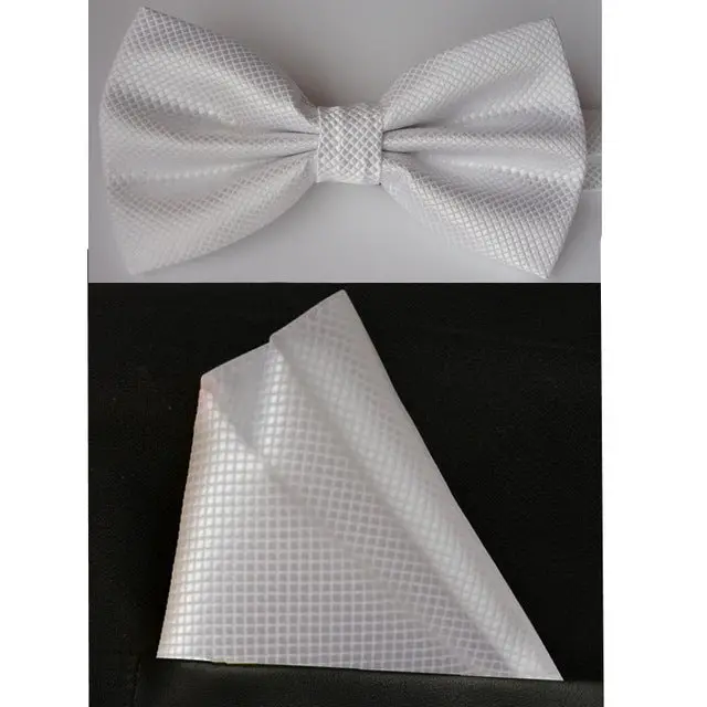 Shennaiwei Silk Solid Business Bowtie Men Vintage Purple Black Yellow Silver Wedding Bow Tie Pocket Square Handkerchief Set Lote 15