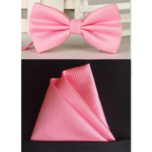 Shennaiwei Silk Solid Business Bowtie Men Vintage Purple Black Yellow Silver Wedding Bow Tie Pocket Square Handkerchief Set Lote 17