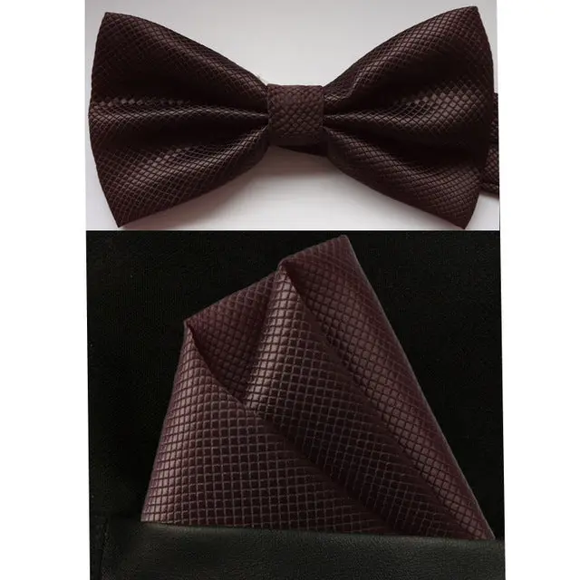 Shennaiwei Silk Solid Business Bowtie Men Vintage Purple Black Yellow Silver Wedding Bow Tie Pocket Square Handkerchief Set Lote 19