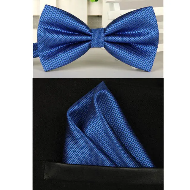 Shennaiwei Silk Solid Business Bowtie Men Vintage Purple Black Yellow Silver Wedding Bow Tie Pocket Square Handkerchief Set Lote 18