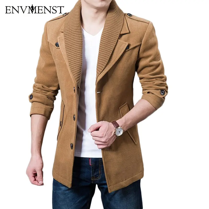 2017 Business Men Casual Warm Coats Size M-3Xl High Quality Double Collar Winter Trench Coat Thicken Man Fashion Windbeaker 1