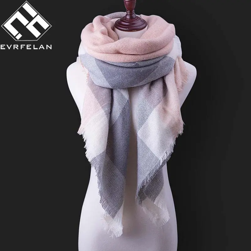 Fashion Winter Scarf For Women Scarf Cashmere Warm Plaid Pashmina Scarf Luxury Brand Blanket Wraps Female Scarves And Shawls 1