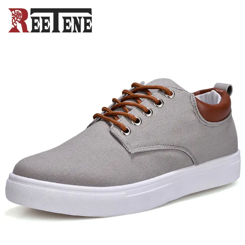 Reetene New Arrival Spring Summer Comfortable Casual Shoes Mens Canvas Shoes For Men Lace-Up Brand Fashion Flat Loafers Shoe 1