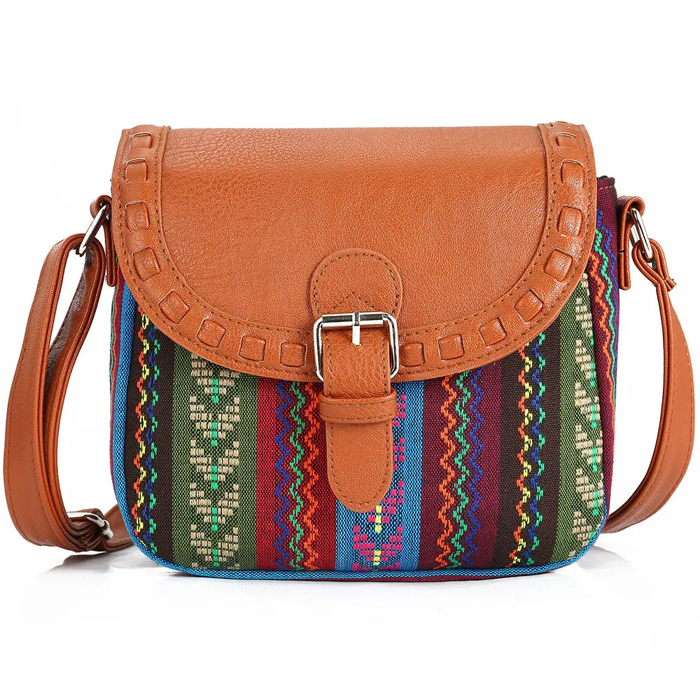 2017 Vintage Fabric Boho Aztec Tribal Female Handbag Women Crossbody Bag Ladies Shoulder Bag With Pu Leather Messenger Bag 1