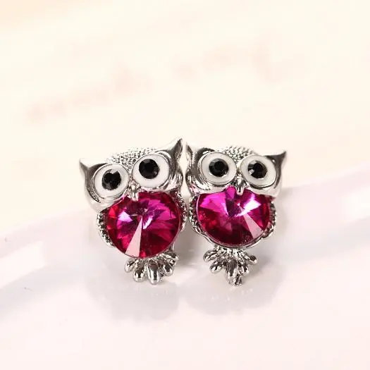 H:Hyde Brand Jewelry Crystal Owl Stud Earrings For Women Vintage 11 Colors Animal Statement Earrings Brincos Oorbellen 1