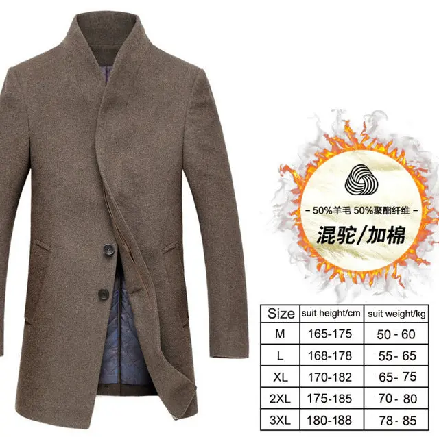 Winter Wool Coat Men Long Sections Thick Woolen Coats Mens Casual Fashion Jacket Casaco Masculino Palto Peacoat Overcoat 6