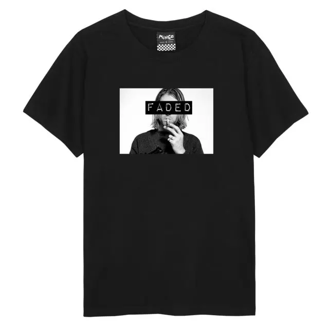 Faded T Shirt Tee Kurt Cobain Grunge Rock Band Hipster Tumblr Swag Nirvan Wholesale Girl T-Shirt Exercise Organic Cotton 3