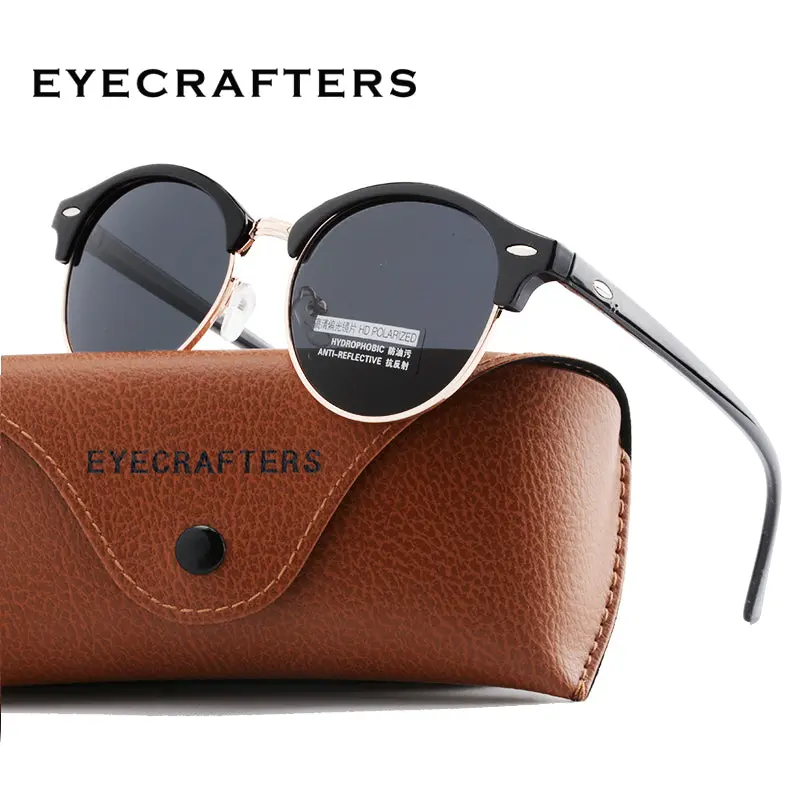 New Polarized Round Sunglasses Mens Womens Brand Designer Club Round Glasses Classic Sun Glasses Driving Semi Rimless Eyewear 1