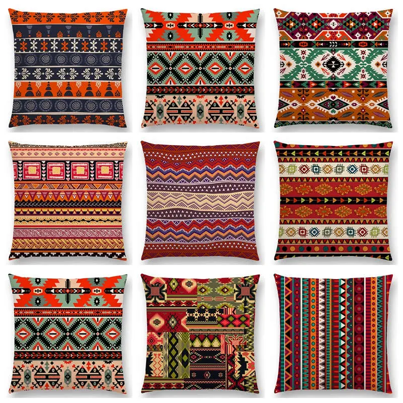 Hot Sale Boho Primitive Geometric Pattern National Style Exotic Native Striped Navajo Arrow Cushion Home Decor Sofa Throw Pillow 1