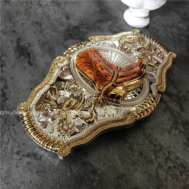Luxury Gold Series Metal Belt Buckle Western Cowboy Boots Shoes Buckles Fit 4Cm Wide Belt Men,Women Jeans,Clothes Accessories 1
