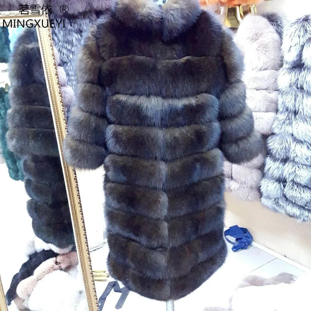 New Brand Winter Real Blue Fox Fur Coat Thick Warm Imitation Of Sables Women's Light Brown Long Jacket The Fox Fur Coat 1