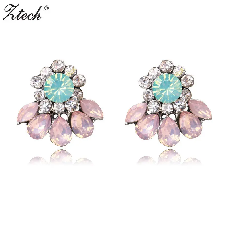 Ztech 2017 Statement Stud Earrings For Women Girl Party Chic Trendy Earring Pink Colors Wholesale Price Brincos 1
