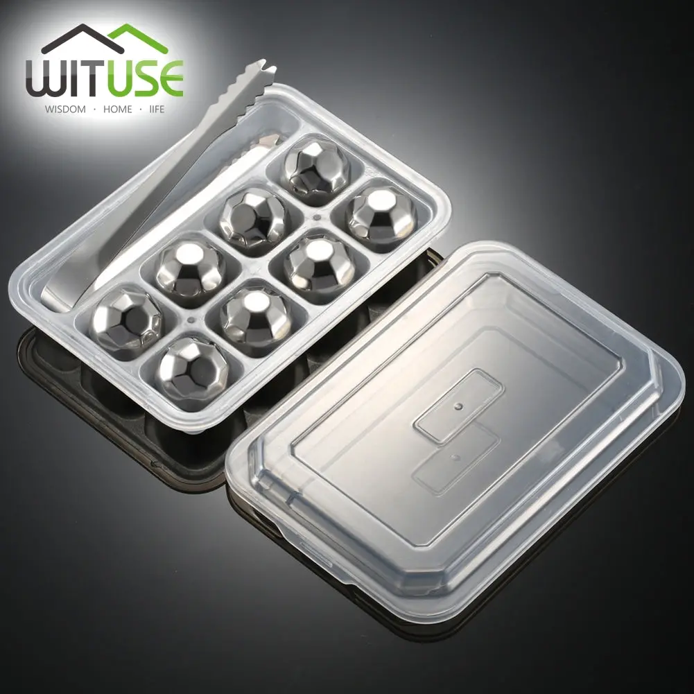 Wituse 4/6/8 Pcs Stainless Steel 304 Whisky Stones Ice Cubes In Package, Whiskey Cooler Rocks,Ice Stone Islande With Plastic Box 1