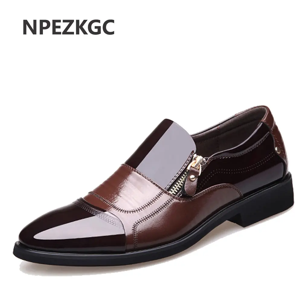 Npezkgc New Spring Fashion Oxford Business Men Shoes Genuine Leather High Quality Soft Casual Breathable Men's Flats Zip Shoes 1